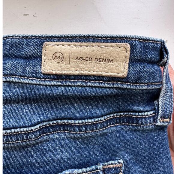 AG Medium Dark Wash The Prima Ankle Cigarette Leg Raw Hem Jeans 30 - Picture 12 of 12